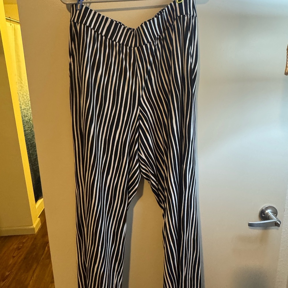 Lane Bryant Black and White Striped Pants